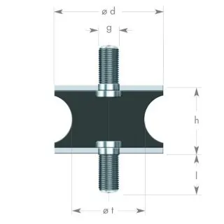 Rubber-Metal Buffer Type AT, waisted AG/AG