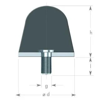 Rubber-Metal Buffer Type KP, cambered