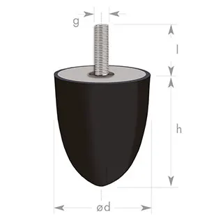 Rubber-Metal Buffer parabolic, Type DP